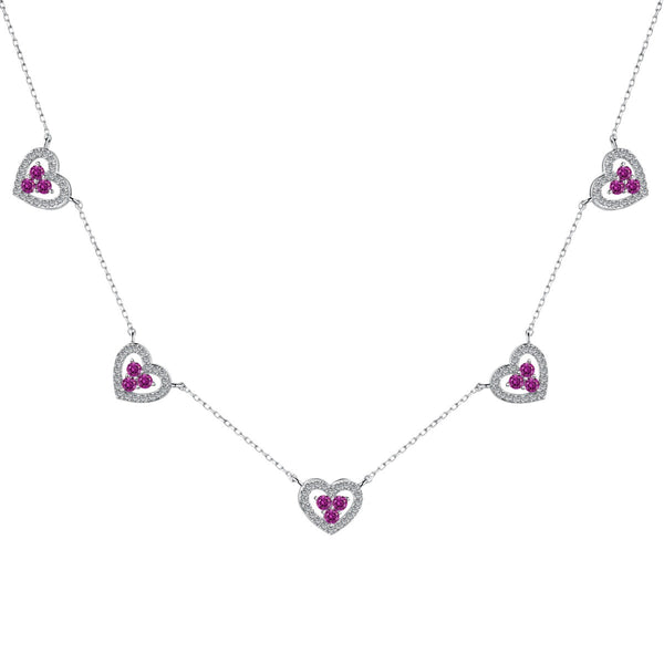 ˇShiny JewelryˇSparkling Five Heart Necklace