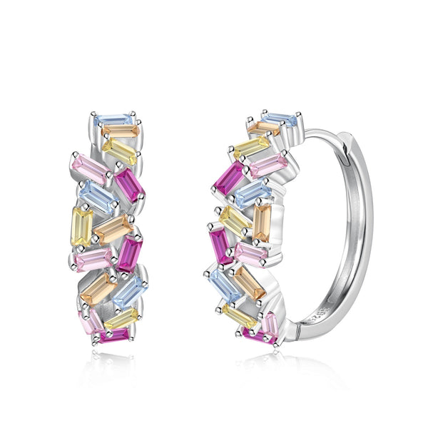 ˇShiny JewelryˇDazzling Colorful Emerald Cut Daily Earrings