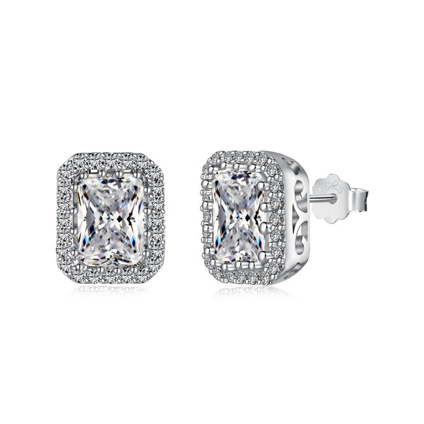 ˇShiny Jewelryˇ1.0 Carat Luxurious Dainty Emerald Cut Daily Earrings