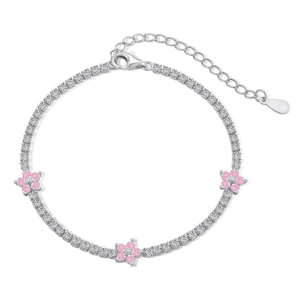 ˇShiny JewelryˇSparkling Flower Shape Tennis Bracelet