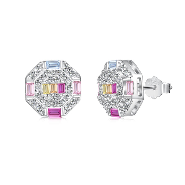 ˇShiny JewelryˇOrnate Colorful Octagon Shape Daily Earrings