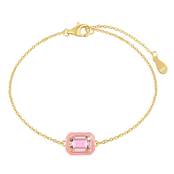 ˇShiny Jewelryˇ2,0 Karat funkelndes, buntes Armband im Smaragdschliff