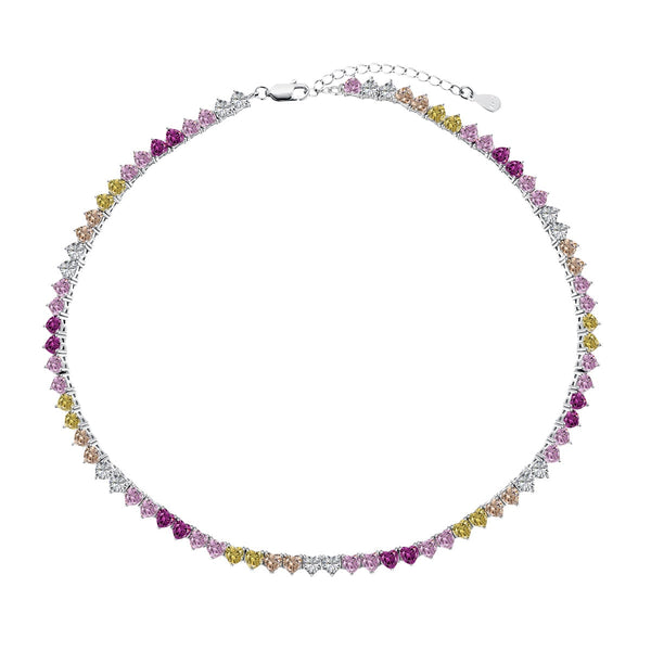 ˇShiny JewelryˇSparkling Colorful Full Heart Tennis Necklace