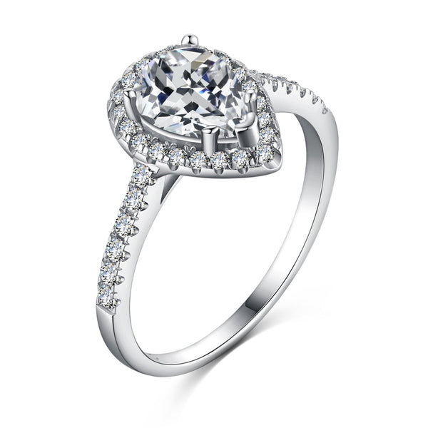 ˇShiny Jewelryˇ1.0 Carat Luxurious Resplendent Water Drop Shape Wedding Ring
