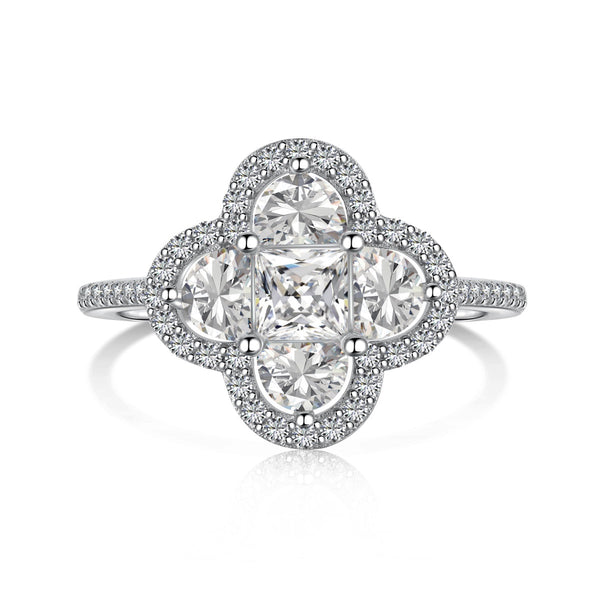 ˇShiny JewelryˇLuxurious Eternity Flower Shape Banquet Ring