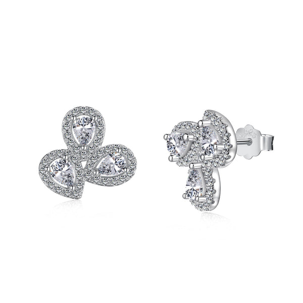ˇShiny JewelryˇOrnate Flower Shape Pear Cut Lover Earrings