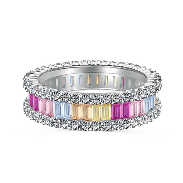 ˇShiny JewelryˇDainty Kaleidoscopic Emerald Cut Daily Ring