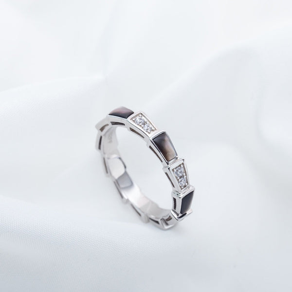 ˇShiny JewelryˇSERPENTI RING SILVER  DIAMOND BLACK MOP 3MM