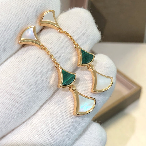 ˇShiny JewelryˇDREAM EARRINGS 3 MOTIFS MALACHITE MOP PINK GOLD