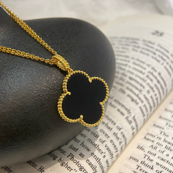 ˇShiny JewelryˇCLOVER 25MM HALSKETTE GOLD ONYX