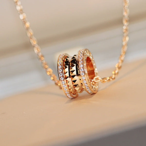 ˇShiny JewelryˇZERO 1 ROCK PEDANT PINK GOLD NECKLACE