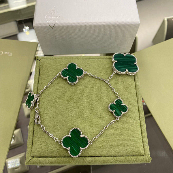 ˇShiny JewelryˇCLOVER 5 MOTIFS MALACHITE BRACELET