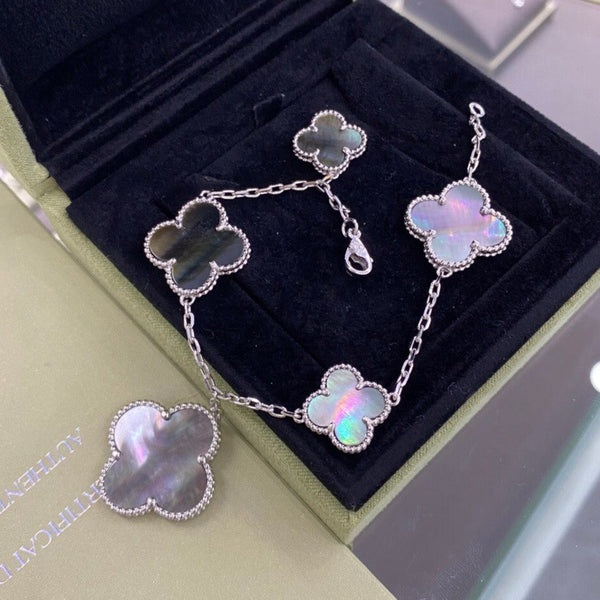 ˇShiny JewelryˇCLOVER 5 MOTIFS DARK MOP ARMBAND
