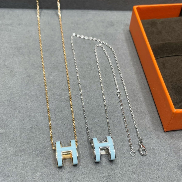 ˇShiny JewelryˇPOP H HIMMELBLAU HALSKETTE