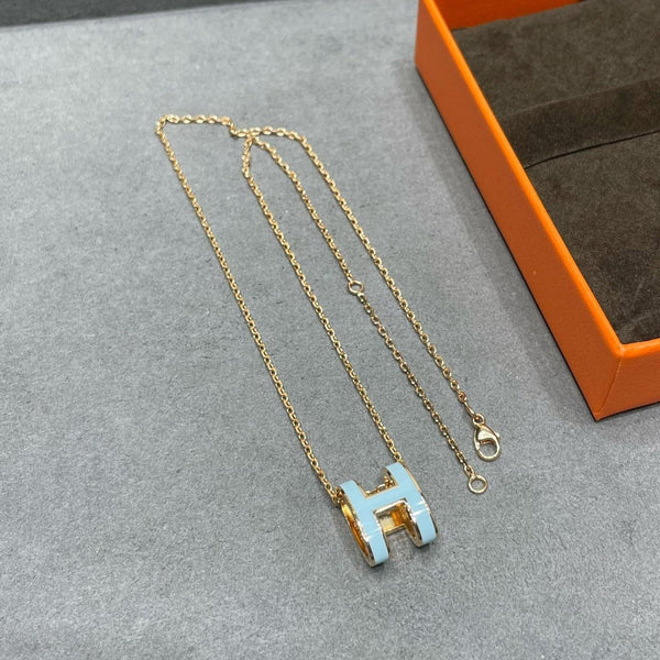 ˇShiny JewelryˇPOP H HIMMELBLAU HALSKETTE
