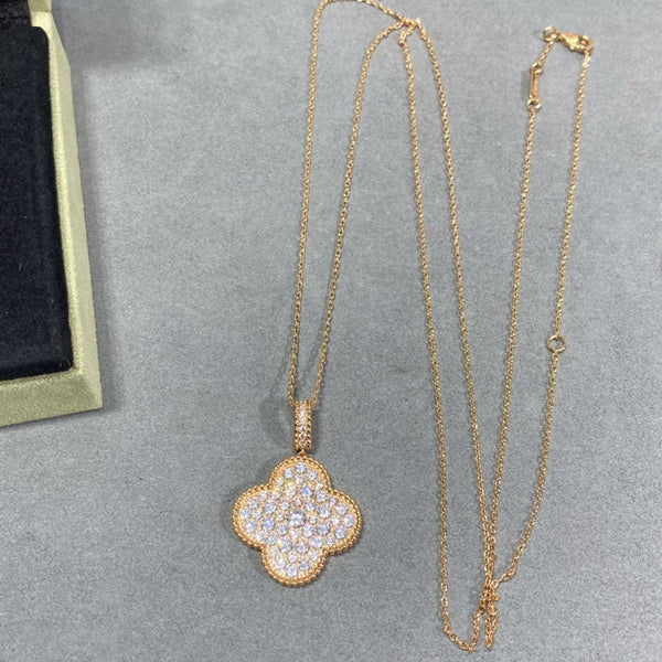 ˇShiny JewelryˇCLOVER 25MM GROSSER ANHÄNGER MIT DIAMANTEN