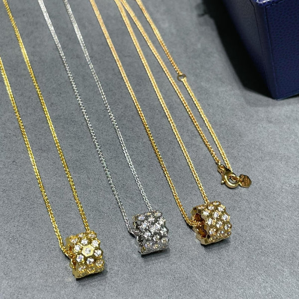 ˇShiny JewelryˇBEE LOVE DIAMOND PAVED 3 ROW NECKLACE