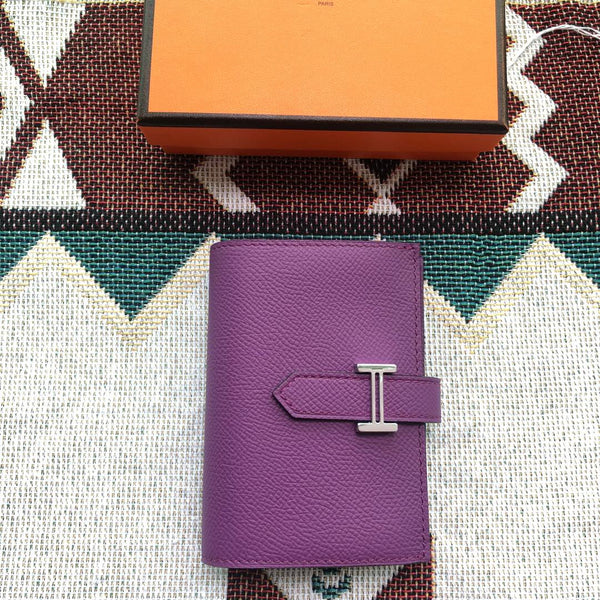 BEARN COMPACT WALLET 12 IN VIOLET PURPLE EPSOM LEATHER