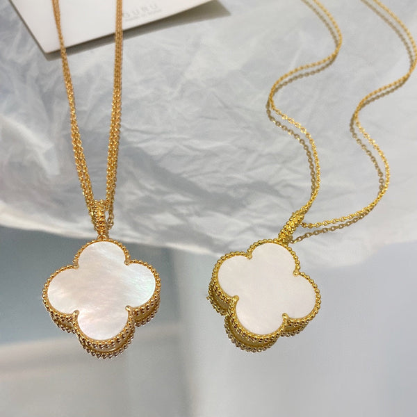 ˇShiny JewelryˇCLOVER 25MM MOP GROSSE ANHÄNGERKETTE