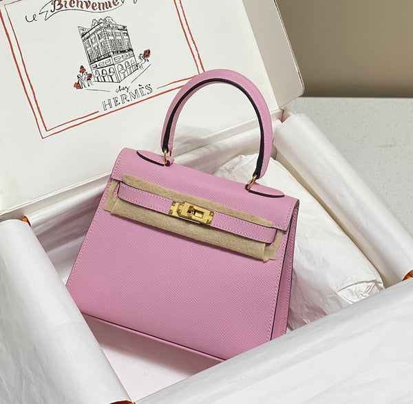 KELLY MINI 20 BAG IN BABY PINK CALFSKIN WITH GOLD HARDWARE (MADE-TO-ODER)