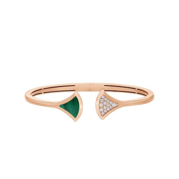ˇShiny JewelryˇDREAM BRACELET OPEN MALACHITE PINK GOLD