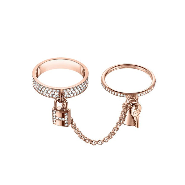 ˇShiny JewelryˇHM KELLY CLOCHETTE DOPPELRING MIT DIAMANTEN