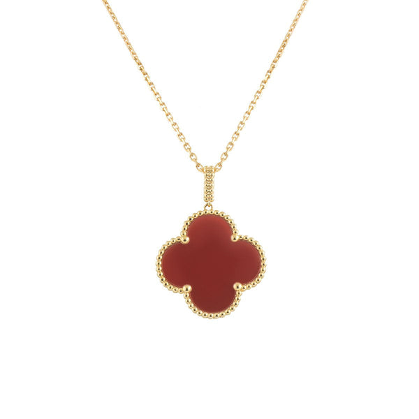 ˇShiny JewelryˇCLOVER 25MM HALSKETTE GOLD KARNEOL