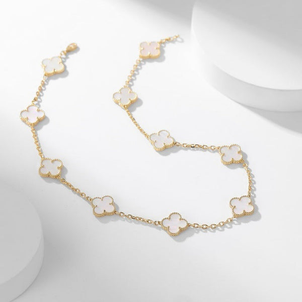 ˇShiny JewelryˇCLOVER 10 MOTIFS WHITE MOTHER OF PEARL NECKLACE