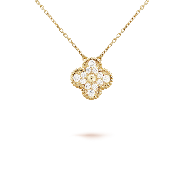 ˇShiny JewelryˇCLOVER 15MM DIAMOND SINGLE FLOWER NECKLACE