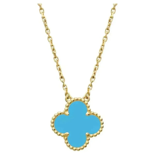 ˇShiny JewelryˇCLOVER 15MM VINTAGE TÜRKIS HALSKETTE
