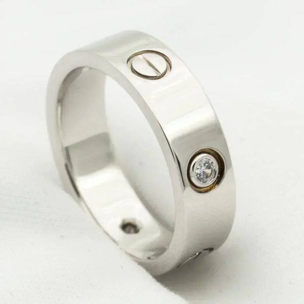 ˇShiny JewelryˇLOVE RING 5.5MM 3 DIAMONDS SILVER