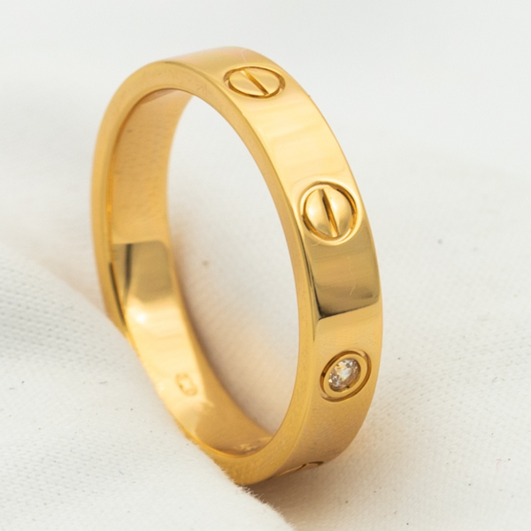 ˇShiny JewelryˇLOVE RING 4MM 1 DIAMOND PINK GOLD
