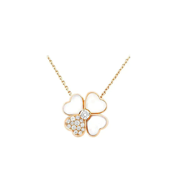 ˇShiny JewelryˇCLOVER MOP DIAMOND ROSE GOLD HALSKETTE