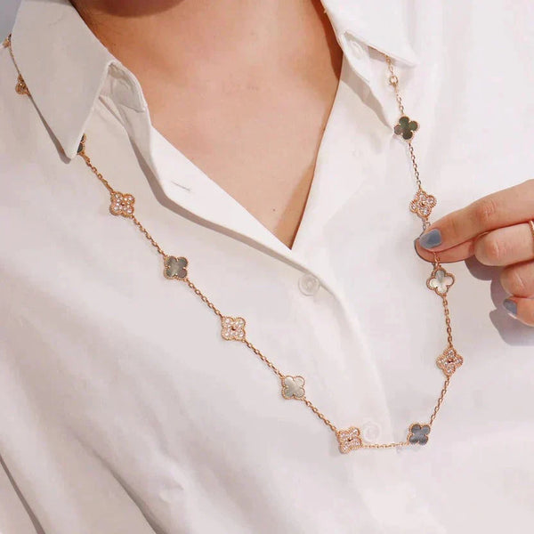 ˇShiny JewelryˇCLOVER 20 MOTIFS DARK MOP DIAMOND HALSKETTE