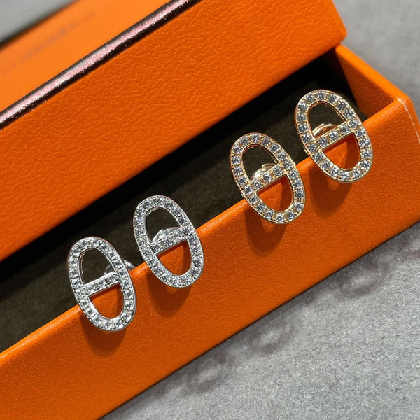 ˇShiny JewelryˇHM FULL DIAMOND PIG NOSE STUD EARRINGS