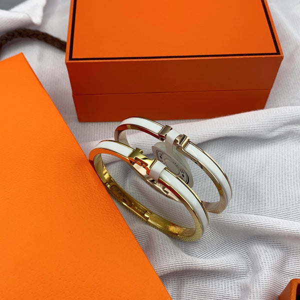ˇShiny JewelryˇKLASSISCHES HM CLIC WEISSES 8MM EMAILLE-ARMBAND