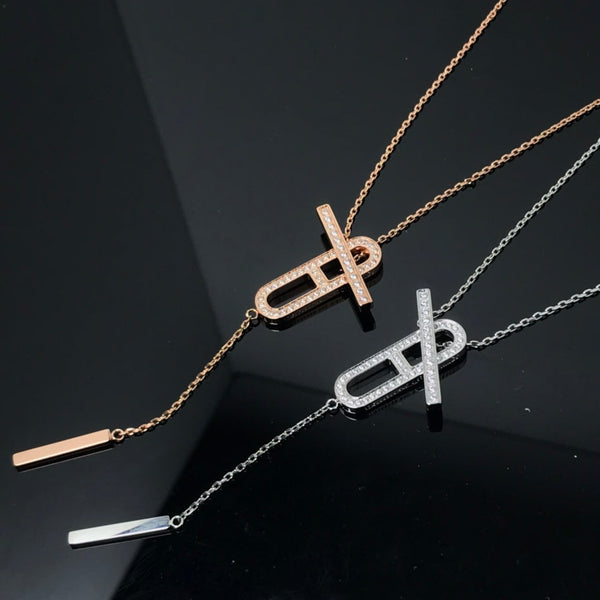ˇShiny JewelryˇHM HALSKETTE PLATIN ROSÉGOLD DIAMANT