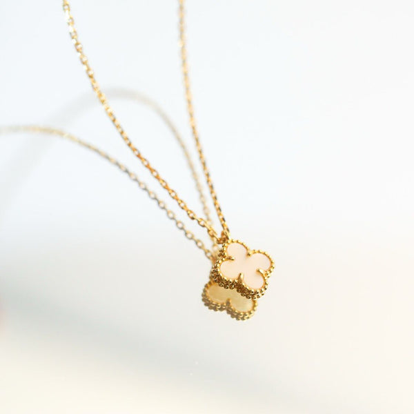ˇShiny JewelryˇCLOVER MINI 9,5MM WEISSE PERLMUTT-HALSKETTE