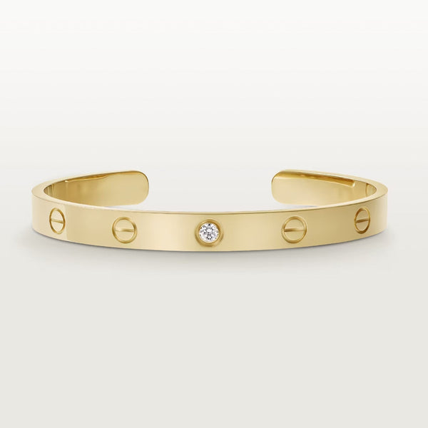 ˇShiny JewelryˇLIEBE ARMBAND 6,1MM 1 DIAMANT OFFENE MANSCHETTE 