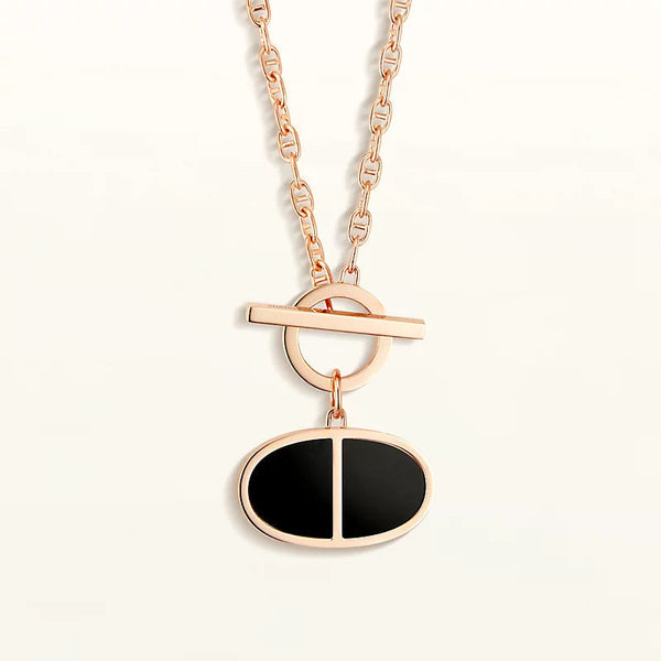 ˇShiny JewelryˇCHAINE VERSO SCHWARZE KERAMIKHALSKETTE
