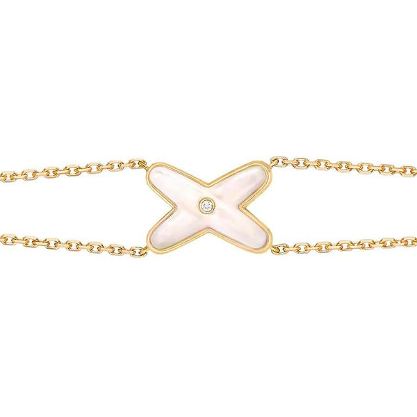 ˇShiny JewelryˇJEUX BRACELET WHITE MOP GOLD 1 DIAMOND