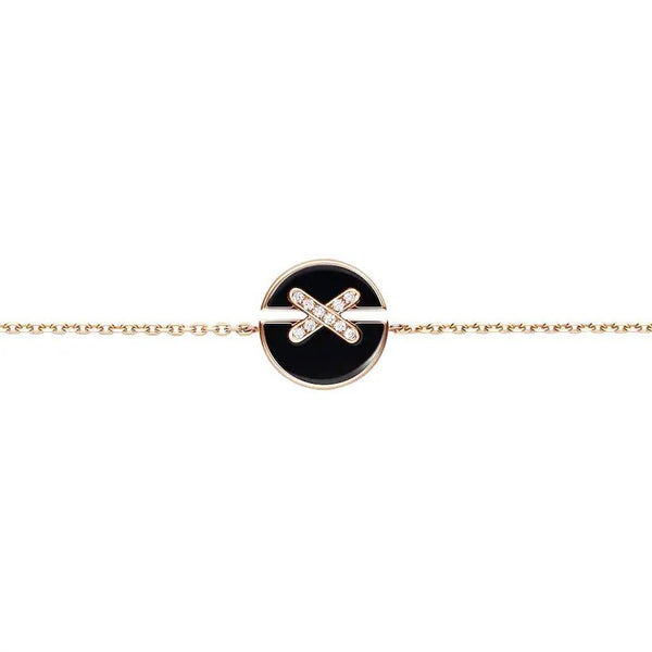 ˇShiny JewelryˇJEUX DE BRACELET ONYX PINK GOLD DIAMOND