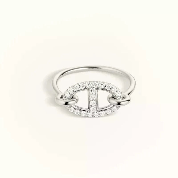 ˇShiny JewelryˇRunder kleiner silberner Diamantring