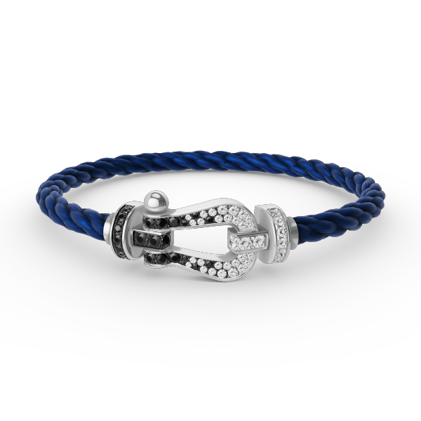 ˇShiny JewelryˇFORCE LARGE HORSESHOE BLACK WHITE DIAMOND BRACELET SILVER