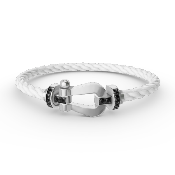 ˇShiny JewelryˇFORCE LARGE HORSESHOE BLACK DIAMOND BRACELET SILVER