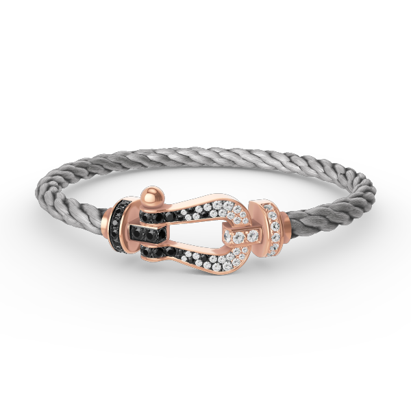 ˇShiny JewelryˇFORCE LARGE HORSESHOE BLACK WHITE DIAMOND BRACELET ROSE GOLD