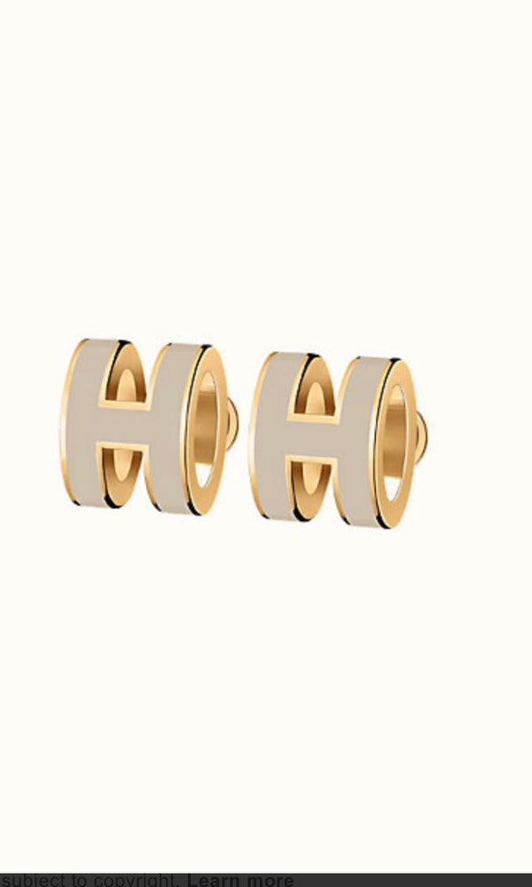 ˇShiny JewelryˇMINI POP H GOLD EARRINGS GREY