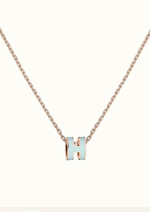 ˇShiny JewelryˇPOP H HELLBLAU HALSKETTE