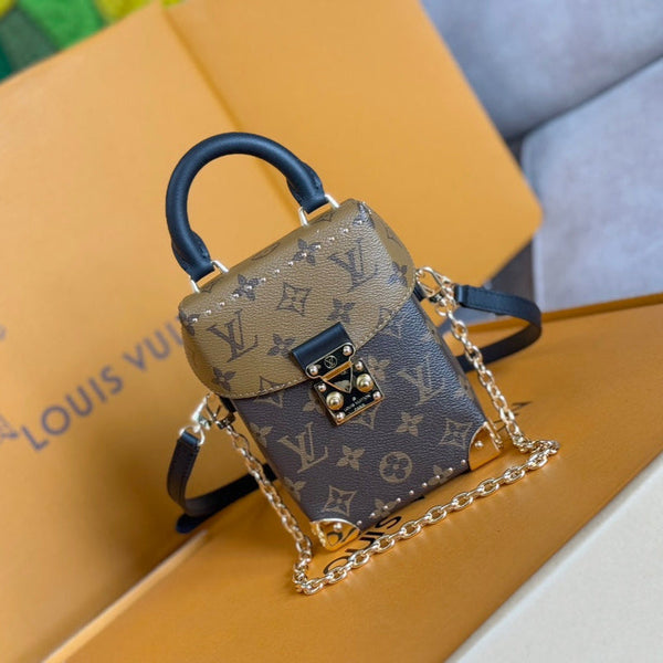 LV 25S CAMERA BOX BAG 18 IN BROWN MONOGRAM CALFSKIN GOLD HARDWARE