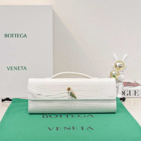 BV Long Clutch Andiamo 31 White Crocodile Calfskin Ghw